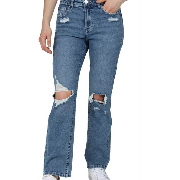 INDIGO REIN Juniors' Ripped Bootcut Jeans - Picture 1 of 4